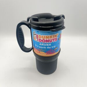 ARUBA “Worth The Trip” Vintage DUNKIN DONUTS TRAVEL MUG Whirley- Includes Lid